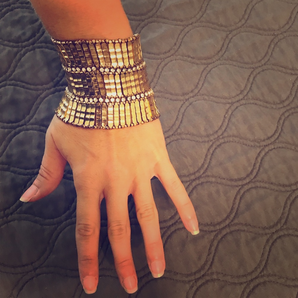 Gold and crystal cuff bracelet